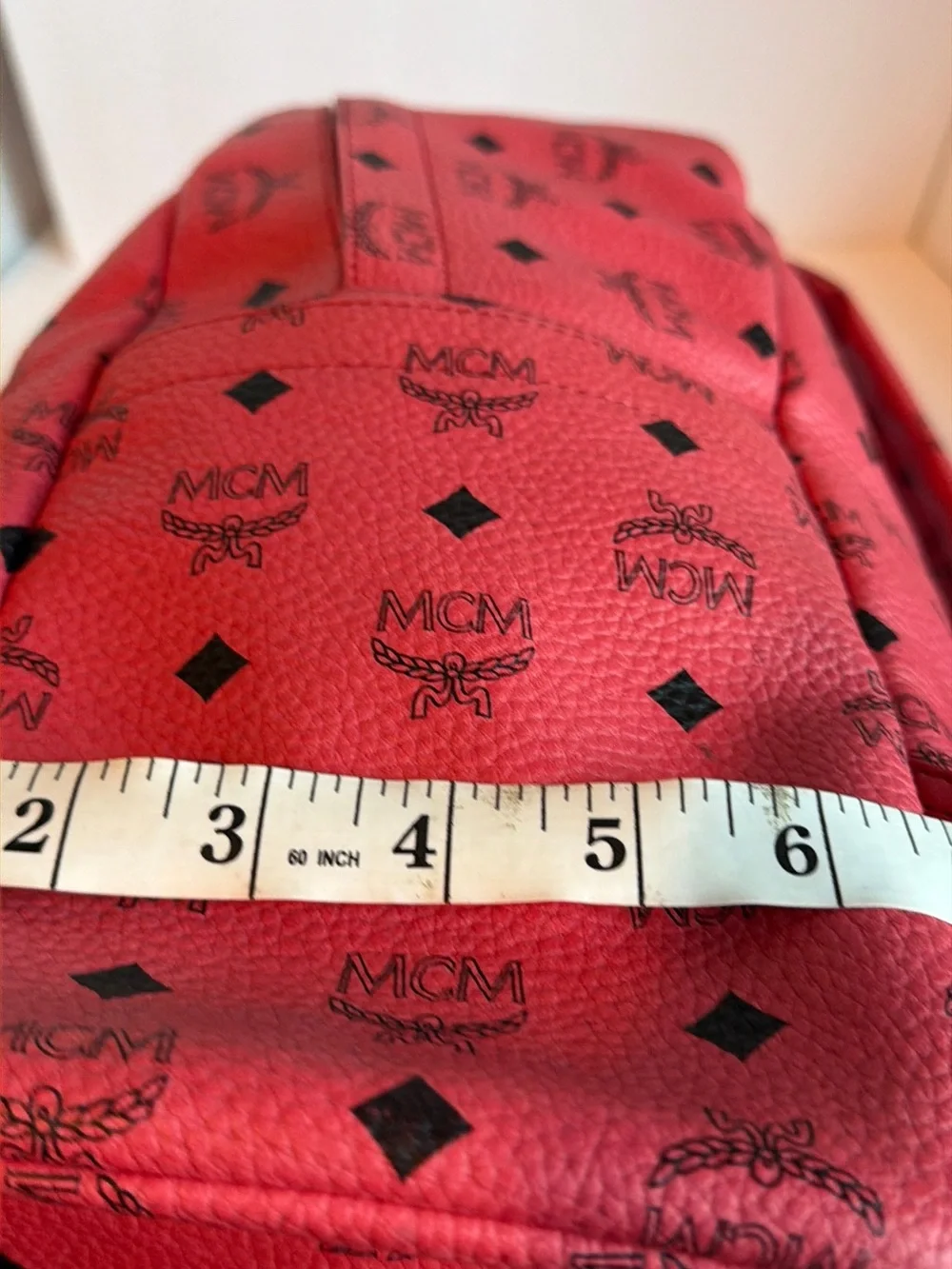 MCM Pink Visetos Leather Backpack
